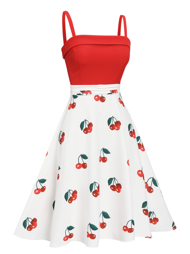 Red 1950s Cherry Spaghetti Strap Dress