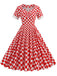 Red 1950s Sweetheart Neck Plaids Dress