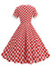 Red 1950s Sweetheart Neck Plaids Dress