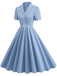 1950s Lapel Belted Solid Dress