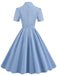 1950s Lapel Belted Solid Dress