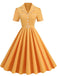 1950s Lapel Belted Solid Dress