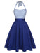[Pre-Sale] Blue 1940s Striped Patchwork Halter Dress