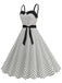 1950s Polka Dots Patchwork Ribbon Strap Dress