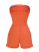 Orange Red 1950s Solid Belt Bandeau Romper