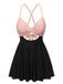 Pink & Black 1940s Front Cutout Strap Swimsuit