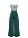 [Pre-Sale] Green 1930s Spaghetti Strap Stripes Jumpsuit