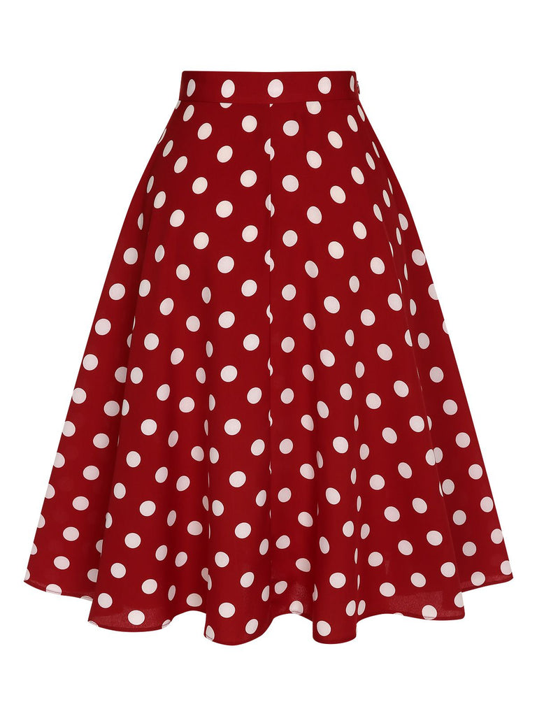 Red 1950s Polka Dot Swing Skirt