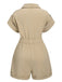 Khaki 1950s Rolled Cuff Lapel Romper