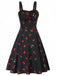 1950s Botanical Print Strap High Waist Dress