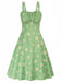 1950s Botanical Print Strap High Waist Dress