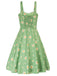 1950s Botanical Print Strap High Waist Dress