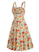 1950s Botanical Print Strap High Waist Dress