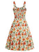 1950s Botanical Print Strap High Waist Dress