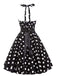 1950s Halter Contrast Polka Dots Belted Dress