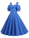 1950s Cold Shoulder Polka Dots Dress