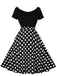 1950s Polka Dot Patchwork Short Sleeves Dress