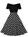 1950s Polka Dot Patchwork Short Sleeves Dress