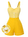 Yellow 1950s Spaghetti Strap Plaids Romper