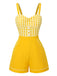 Yellow 1950s Spaghetti Strap Plaids Romper