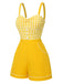 Yellow 1950s Spaghetti Strap Plaids Romper