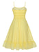 Yellow 1940s Spaghetti Strap Ruffle Hem Dress