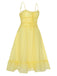 Yellow 1940s Spaghetti Strap Ruffle Hem Dress