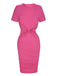 Pink 1970s Solid Waist Hollow Pencil Dress
