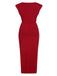 Red 1960s Solid Cutout Twist Slit Dress