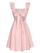 Pink 1950s Solid Ruffle Sleeveless Dress