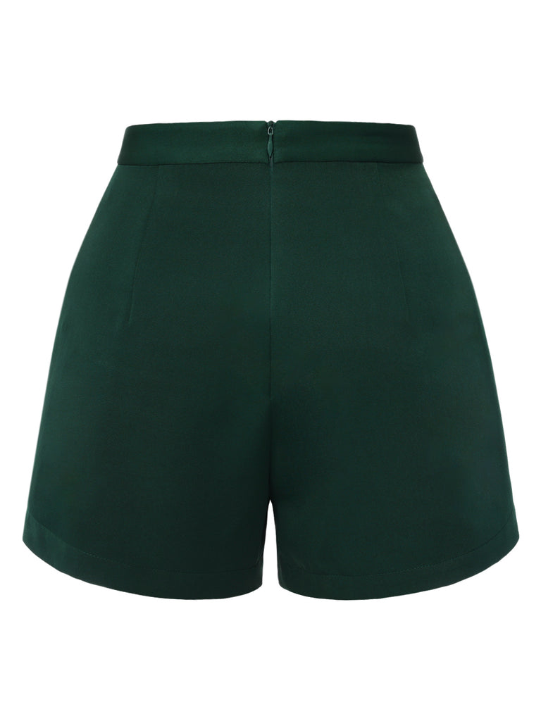 [Pre-Sale] Dark Green 1940s Solid Button Shorts