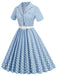 1950s Polka Dots Lapel Belted Dress