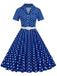 1950s Polka Dots Lapel Belted Dress