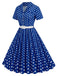 1950s Polka Dots Lapel Belted Dress