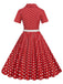 1950s Polka Dots Lapel Belted Dress