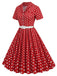 1950s Polka Dots Lapel Belted Dress