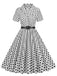 1950s Polka Dots Lapel Belted Dress