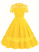 1950s Round Neck Hollow Solid Dress