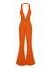 1930s Solid Deep V-Neck Halter Jumpsuit