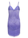 Purple 1960s Spaghetti Strap Fringe Dress