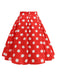 Retro 1950s Polka Dots Solid Zipper Skirt