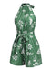 Green 1960s Halter Plants Belted Romper