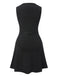 Black 1960s Solid Button Sleeveless Bodycon Dress