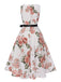 1950s Floral Bow Belt Vintage Dress