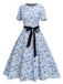 1950s Ditsy Floral Swing Dress With Ribbon