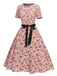 1950s Ditsy Floral Swing Dress With Ribbon