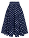 1930s High Waist Contrast Polka Dots Skirt