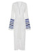 White 1950s Blue Stripes Crochet Cover-Up