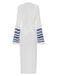 White 1950s Blue Stripes Crochet Cover-Up