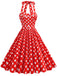 1950s Polka Dot Halter Neck Belt Dress